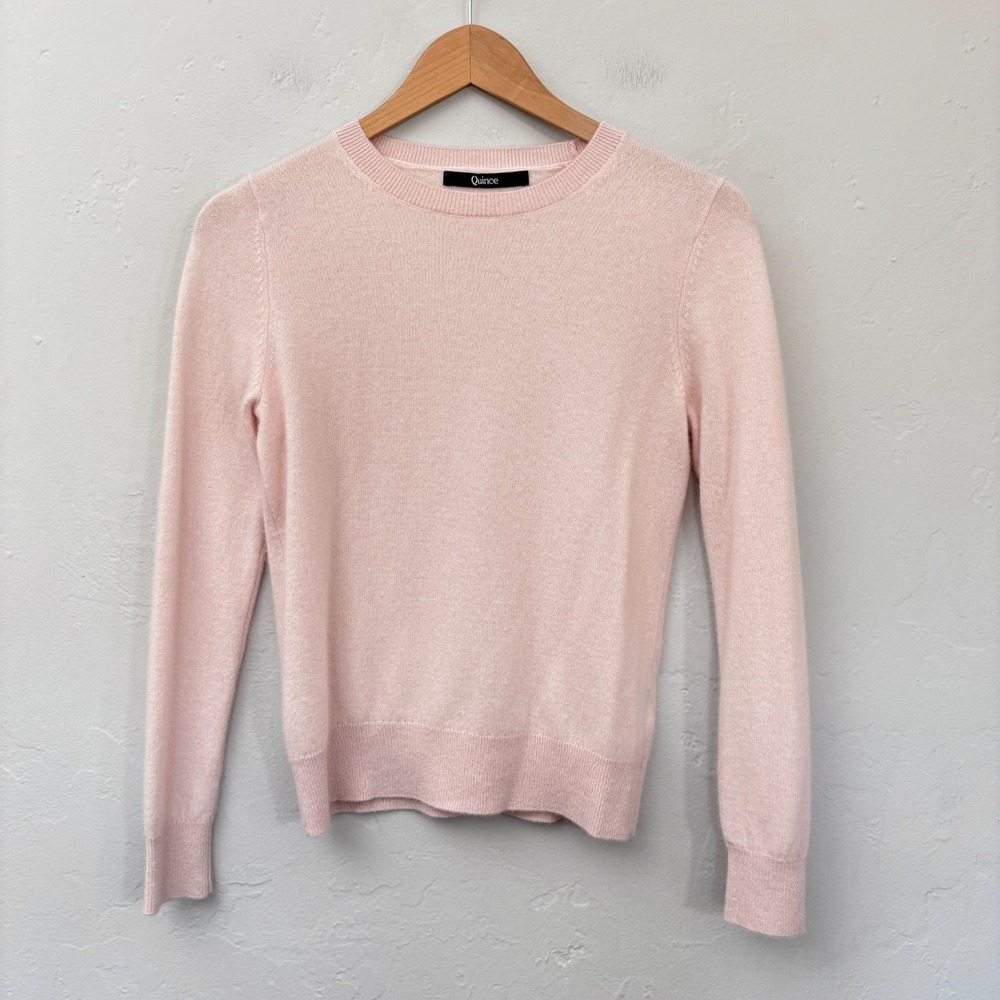 Quince Cashmere Sweater Women Size XS Baby Pink Pullover Long Sleeve